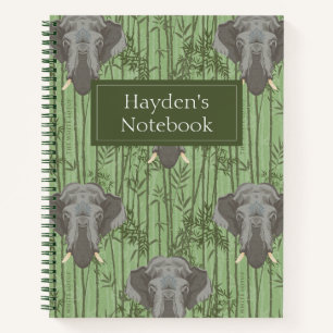 The White Lotus Majestic Elephants Pattern Notebook