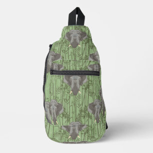 The White Lotus Majestic Elephants Pattern Sling Bag