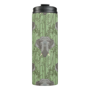 The White Lotus Majestic Elephants Pattern Thermal Tumbler