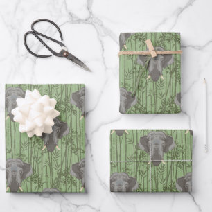 The White Lotus Majestic Elephants Pattern Wrapping Paper Sheet