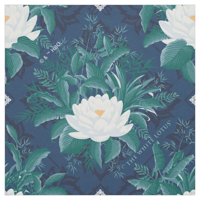 The White Lotus Midnight Lotus Pattern Fabric (Swatch)