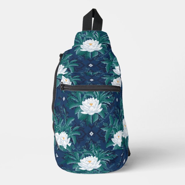 The White Lotus Midnight Lotus Pattern Sling Bag (Front)