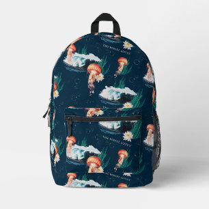 The White Lotus Ocean Jellyfish Pattern Printed Backpack