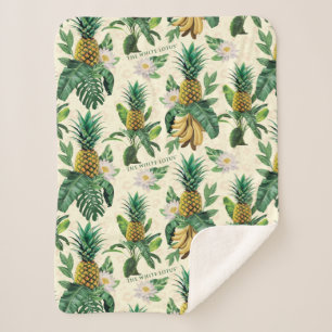 The White Lotus Pineapple Paradise Pattern Sherpa Blanket