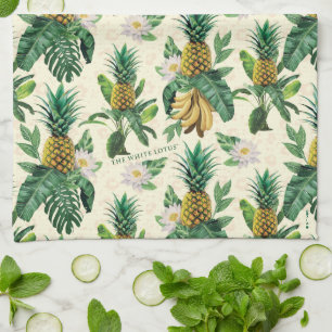 The White Lotus Pineapple Paradise Pattern Tea Towel