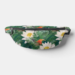 The White Lotus Tropical Birds & Lotus Pattern Bum Bags