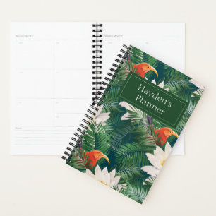 The White Lotus Tropical Birds & Lotus Pattern Planner
