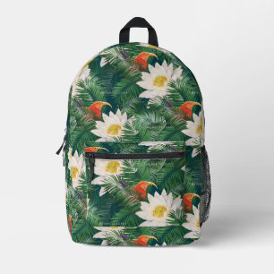 The White Lotus Tropical Birds & Lotus Pattern Printed Backpack
