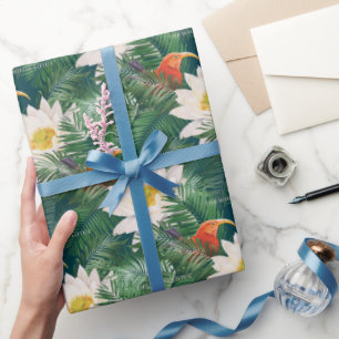 The White Lotus Tropical Birds & Lotus Pattern Wrapping Paper