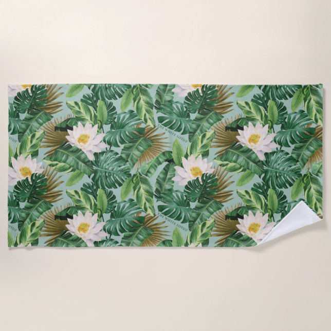 The White Lotus Tropical Canopy Pattern Beach Towel (Front)