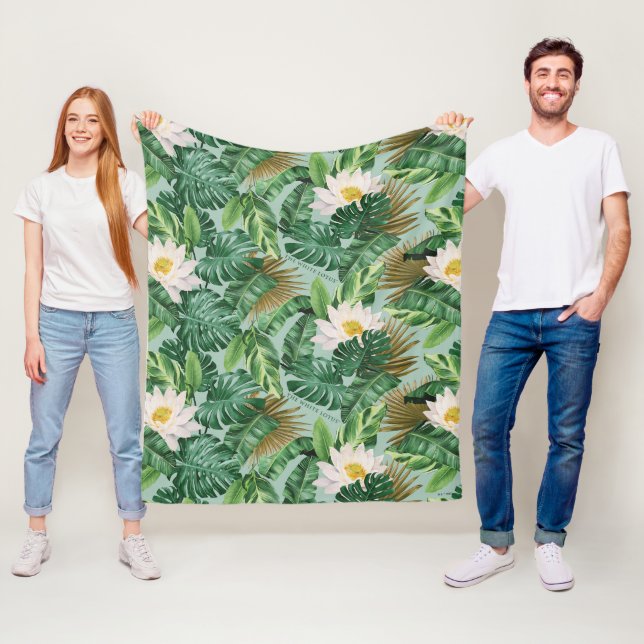 The White Lotus Tropical Canopy Pattern Fleece Blanket (In Situ)
