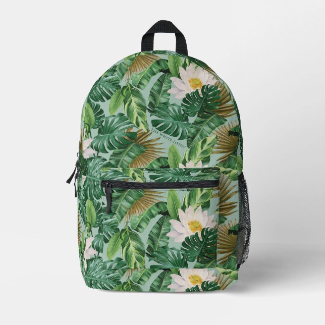 The White Lotus Tropical Canopy Pattern Printed Backpack (Front)