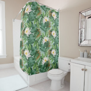 The White Lotus Tropical Canopy Pattern Shower Curtain