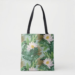 The White Lotus Tropical Canopy Pattern Tote Bag