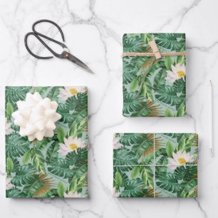 The White Lotus Tropical Canopy Pattern Wrapping Paper Sheet