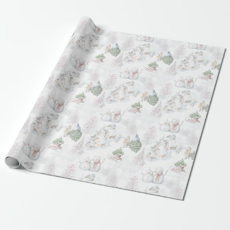 The white Magical Christmas village Wrapping Paper