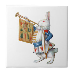 The White Rabbit Blows the Trumpet In Wonderland Ceramic Tile