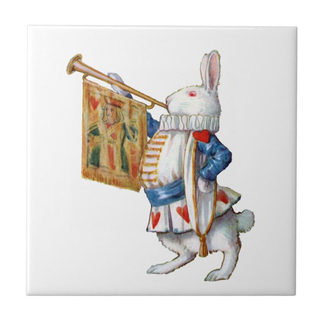 The White Rabbit Blows the Trumpet In Wonderland Ceramic Tile (Front)