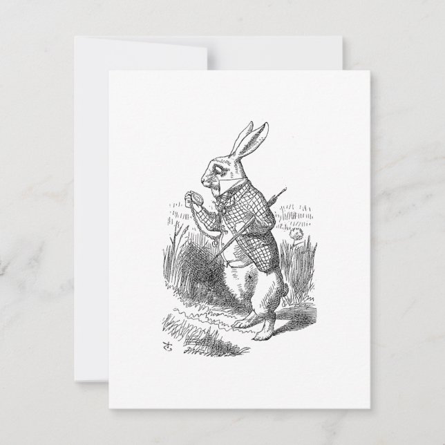 The White Rabbit Checks His Watch Invitation (Front)