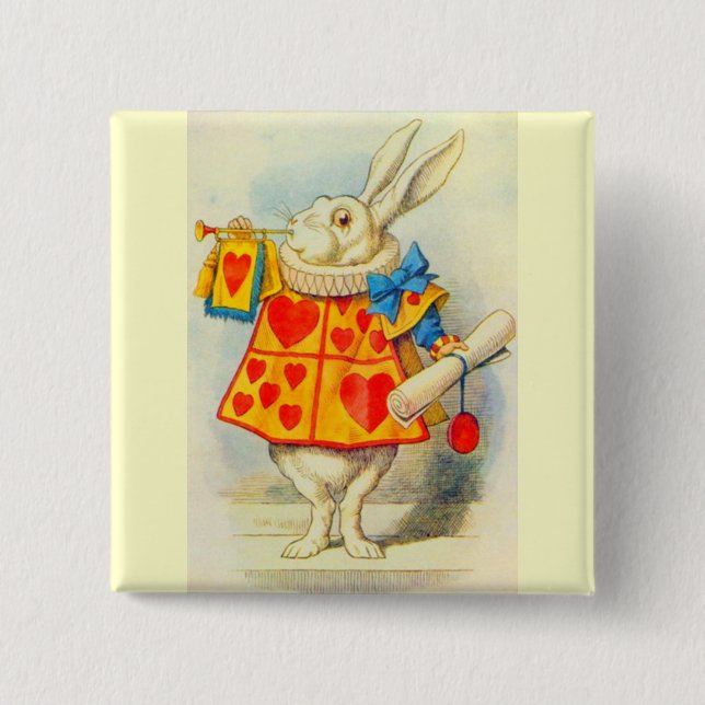 The White Rabbit Full Colour 15 Cm Square Badge (Front)