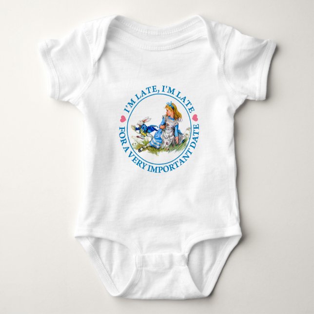 The White Rabbit Rushes By Alice In Wonderland Baby Bodysuit (Front)