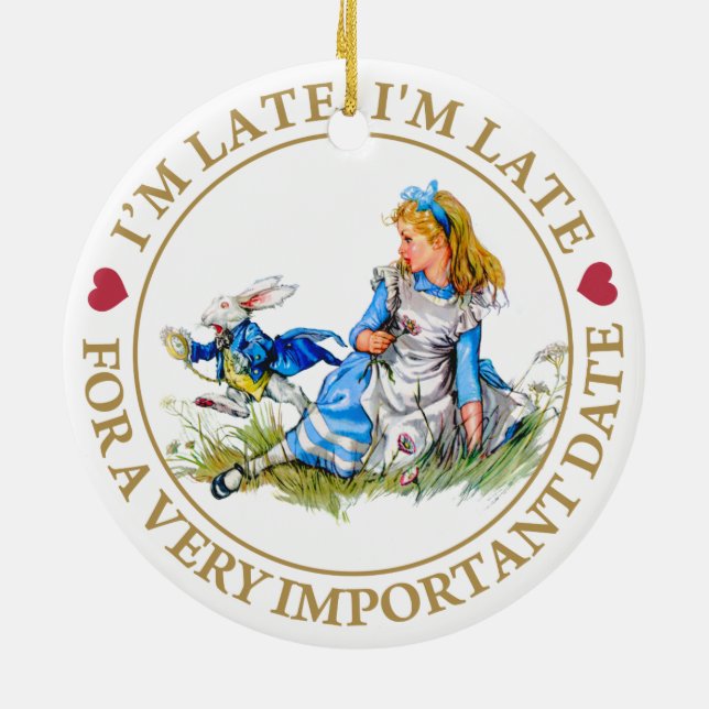 The White Rabbit Rushes By Alice In Wonderland Ceramic Tree Decoration (Back)