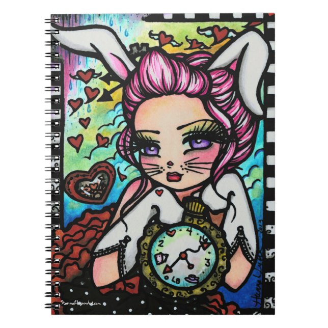 The White Rabbit Wonderland Heart Girl Fantasy Notebook (Front)