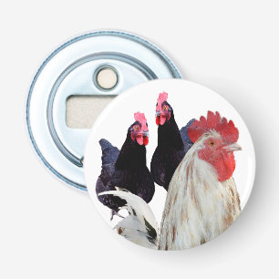 "The White Rooster and His Black Hens" Bottle Opener