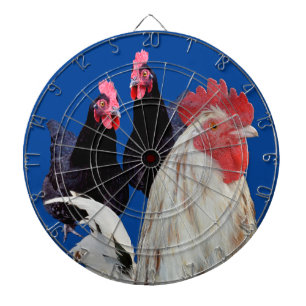  "The White Rooster and His Black Hens" Dartboard