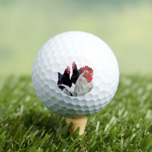 "The White Rooster and His Black Hens" Golf Balls