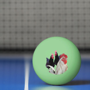  "The White Rooster and His Black Hens" Ping Pong Ball