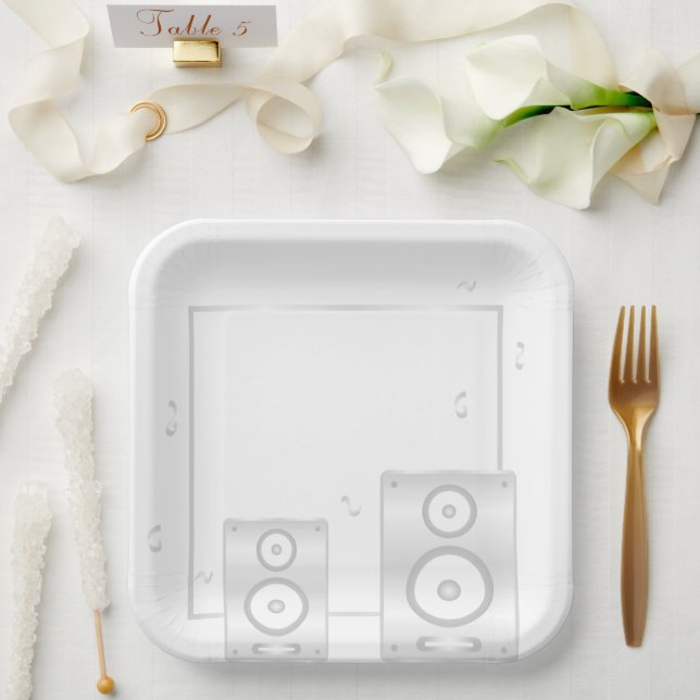 The White Soirée Soundwave Paper Plate (Wedding)