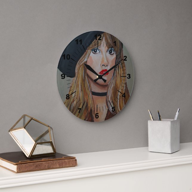 The White Witch Painting by Alfred Fox Large Clock (Office)