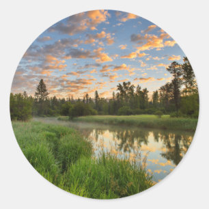 The Whitefish River with nice sunrise clouds Classic Round Sticker