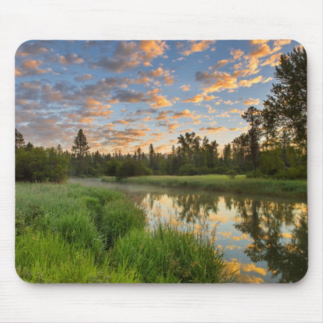 The Whitefish River with nice sunrise clouds Mouse Pad (Front)