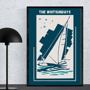 The Whitsundays in Queensland - Vintage Sailing Poster