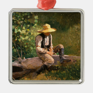 The Whittling Boy (by Winslow Homer) Metal Ornament