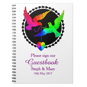 The Whole of the Rainbow Lesbian Wedding Guestbook Notebook