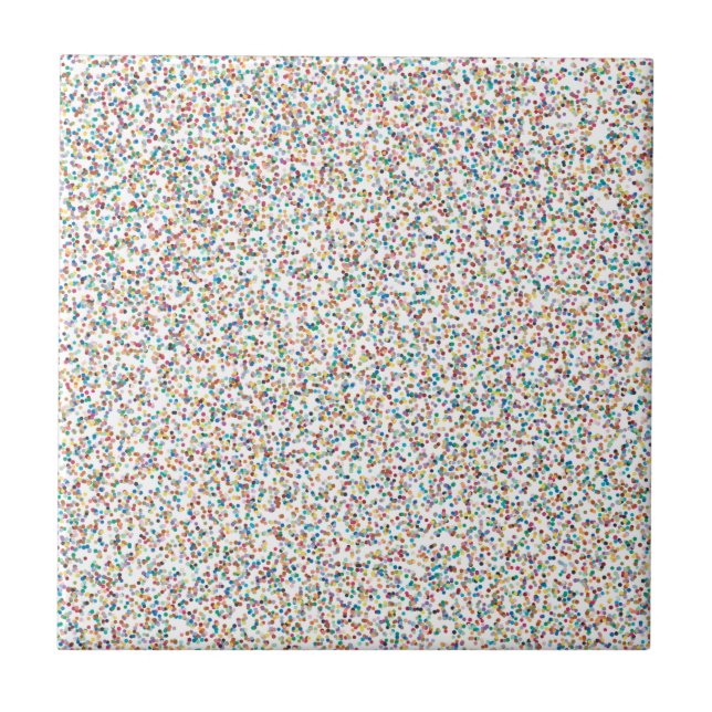 The Whole Rainbow Colourful Speckled Dots Ceramic Tile (Front)