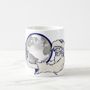 the whole world in a monkeys hand coffee mug