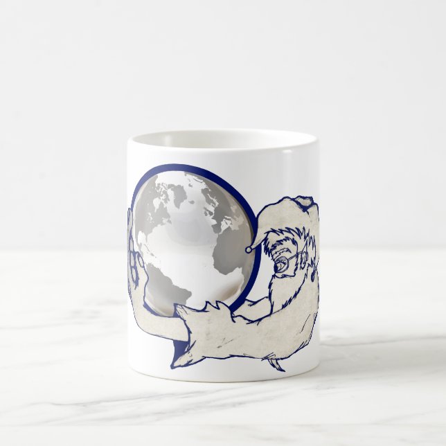 the whole world in a monkeys hand coffee mug (Center)