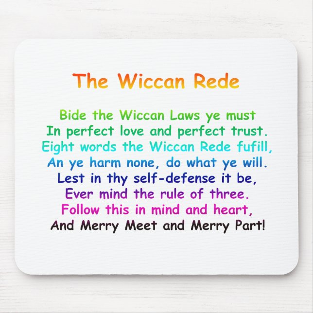 The Wiccan Rede Mouse Pad (Front)