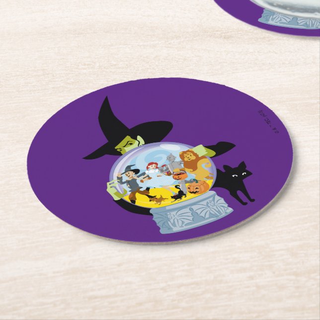The Wicked Witch Crystal Ball Halloween Round Paper Coaster (Angled)