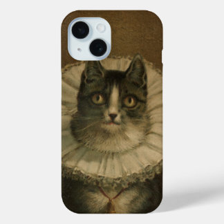The Widow antique vintage cat painting kitten iPhone 15 Case