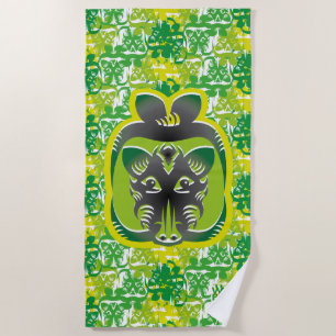 THE WILD BOAR EATS APPLES BY MASANSER BEACH TOWEL