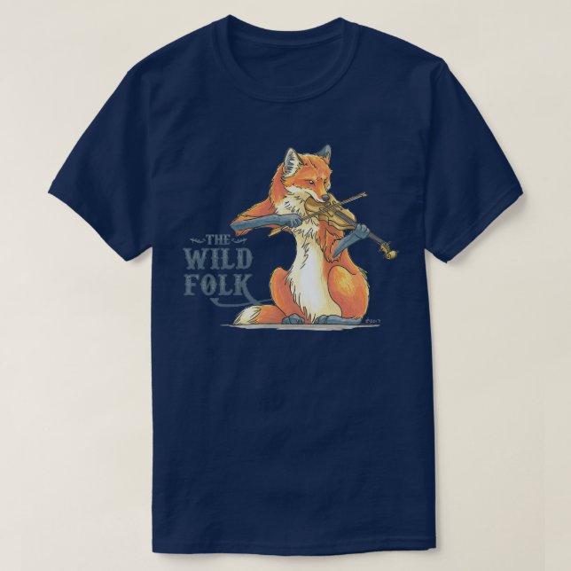 The Wild Folk Fox on Fiddle  T-Shirt (Design Front)