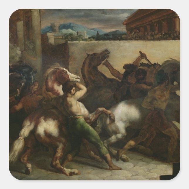 The Wild Horse Race at Rome, c.1817 Square Sticker (Front)