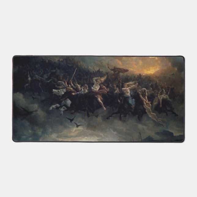 The Wild Hunt Of Odin, 1872 by Peter Nicolai Arbo Desk Mat (Front)