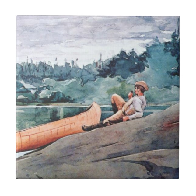 The Wilderness Guide (by Winslow Homer) Ceramic Tile (Front)