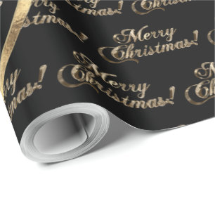 The Williams Family Faux Gold Black Christmas Wrapping Paper